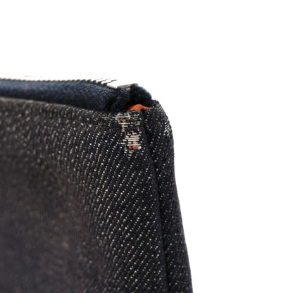 Chanel Denim Large Deauville Pouch Clutch Blue Orange 9 of 10