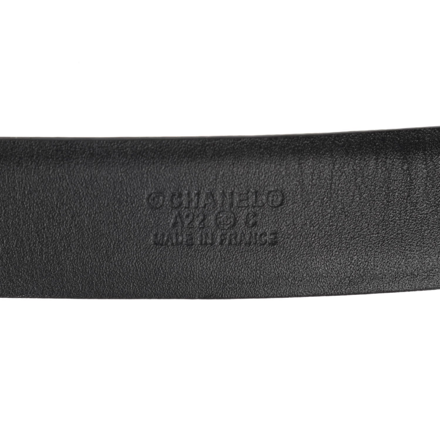 Chanel Calfskin Pearl Crystal CC Belt 80 32 Black 5 of 6
