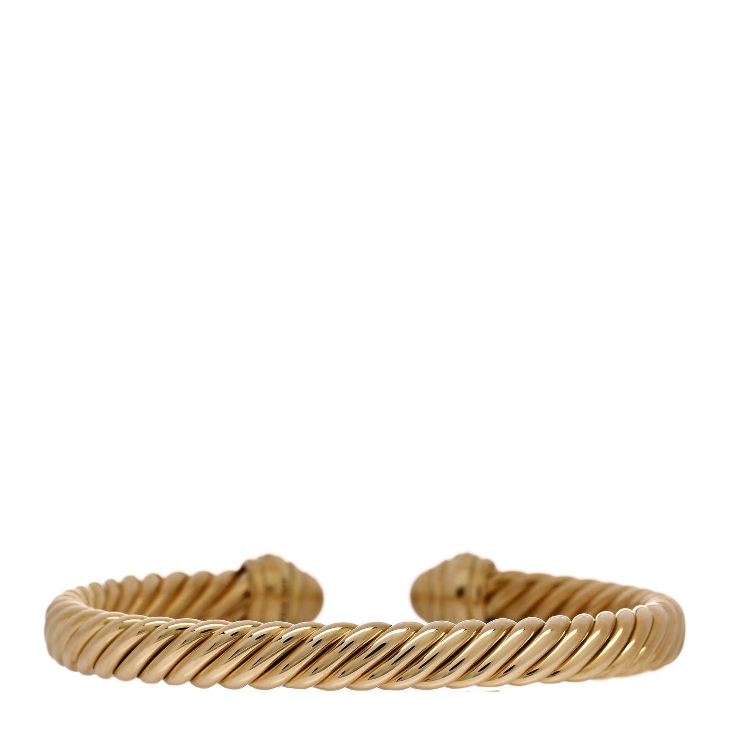 David Yurman 18K Yellow Gold Diamond 7mm Pave Renaissance Oval Cablespira Bracelet 2 of 4