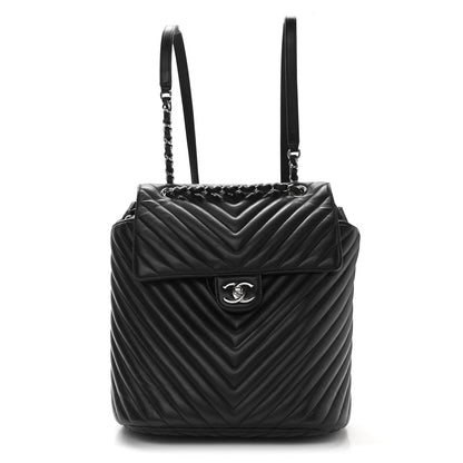 Chanel Calfskin Chevron Quilted Large Urban Spirit Backpack Black 1 of 10