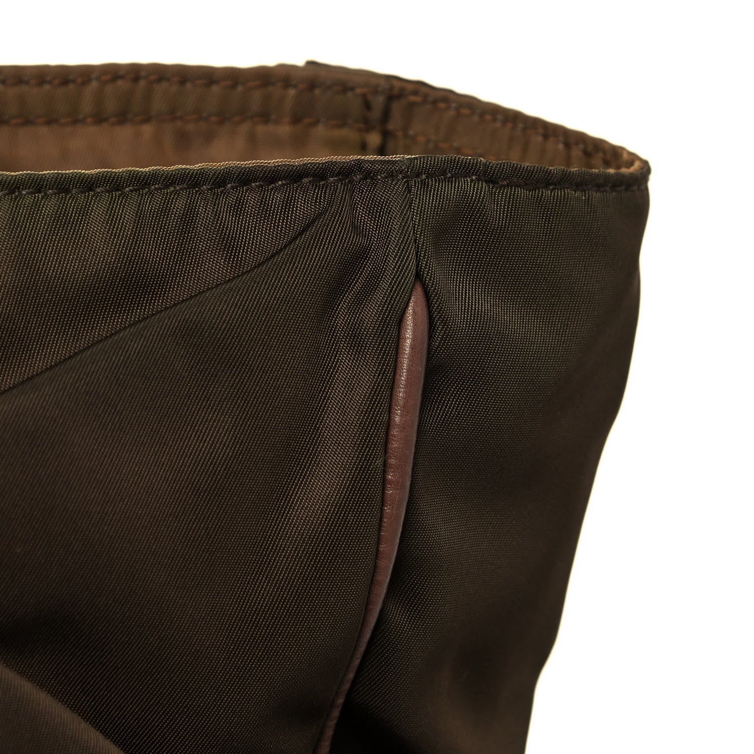 Prada Tessuto Nylon Soft Calfskin Shoulder Bag Brown 13 of 16