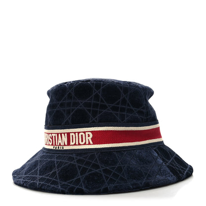 Christian Dior Velvet Cannage Bob Bucket Hat Bleu Red 5 of 8