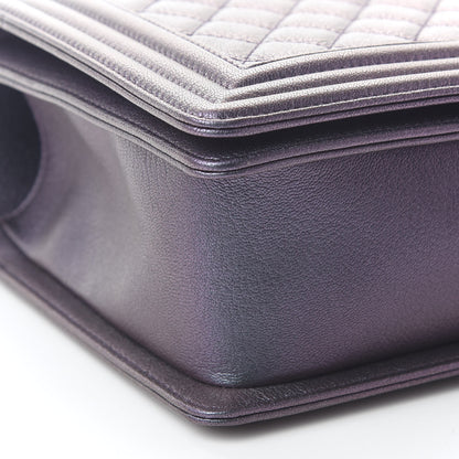 Chanel Iridescent Goatskin Quilted New Medium Boy Flap Purple 8 of 9