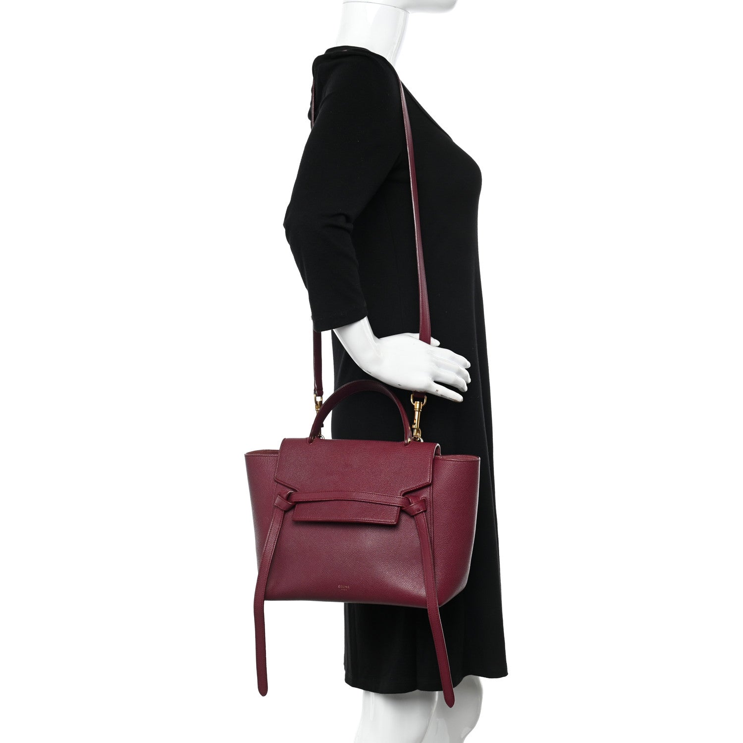 Celine Grained Calfskin Micro Belt Bag Plum 2 of 23