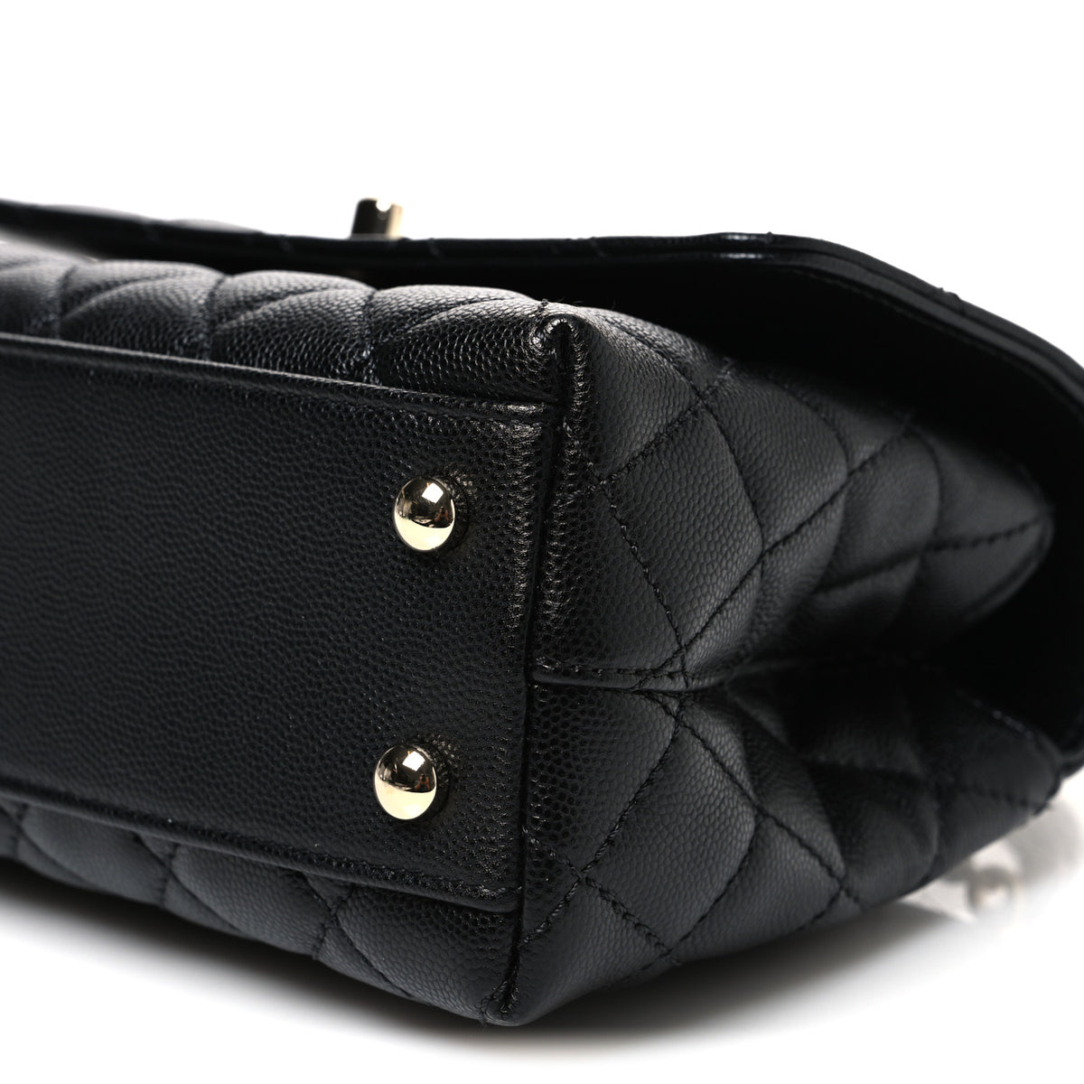 Caviar Quilted Mini Coco Handle Flap Black