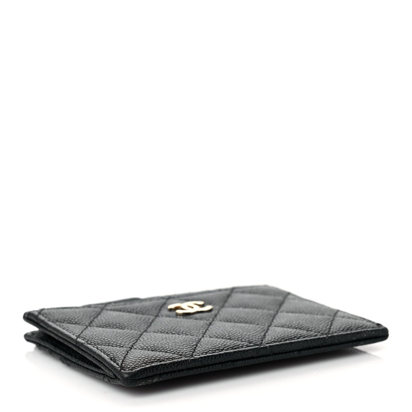 Caviar Quilted CC Zip Card Holder Black