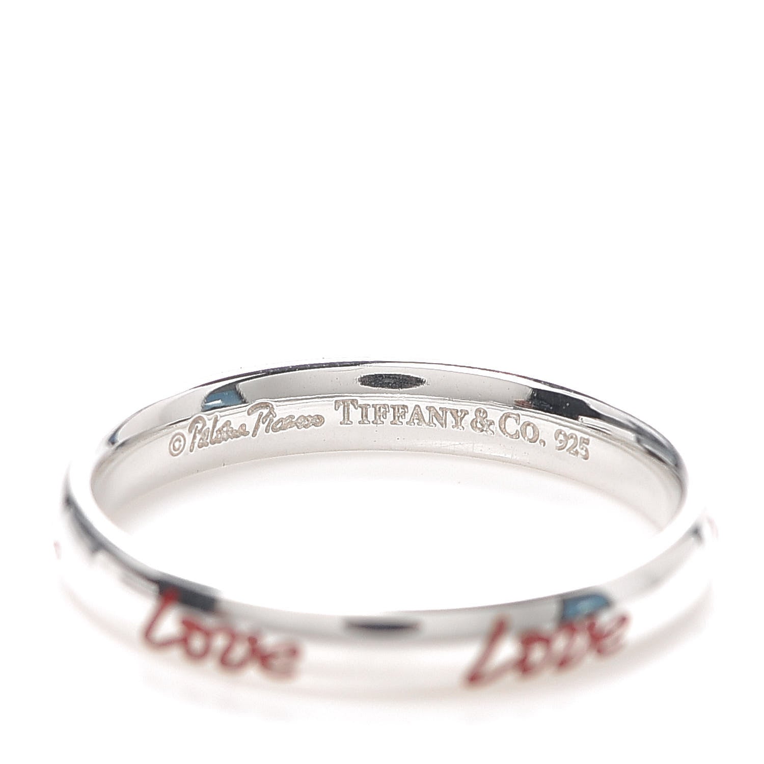 Tiffany Sterling Silver Enamel Paloma Picasso Love Band Ring Red 52 6 4 of 4