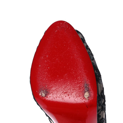 Christian Louboutin Dentelle Chantilly Follies Lace 100 Peep Toe Pumps 36.5 Black 8 of 9