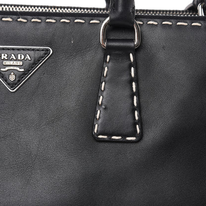 Prada City Calf Hand Stitched Medium Galleria Double Zip Tote Black 15 of 19