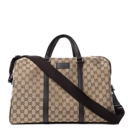 Gucci Monogram Dollar Calfskin Boston Duffle Bag Beige Ebony Testa di Moro Marrone Scuro 1 of 10