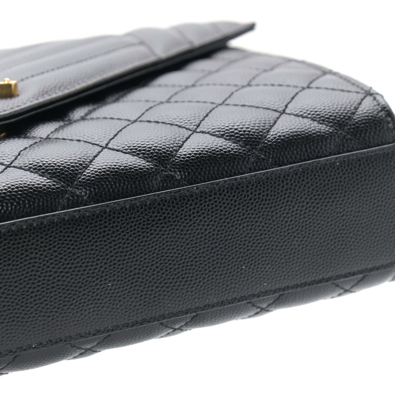 Saint Laurent Grain De Poudre Textured Mixed Matelasse Triquilt Medium Monogram Satchel Black 12 of 12
