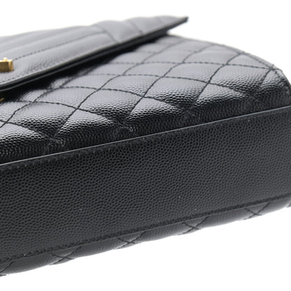 Saint Laurent Grain De Poudre Textured Mixed Matelasse Triquilt Medium Monogram Satchel Black 12 of 12