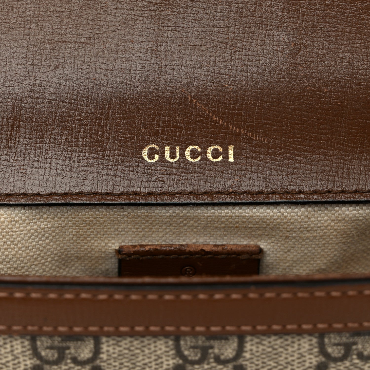 Gucci GG Supreme Monogram Web Mini Horsebit 1955 Shoulder Bag Beige Brown Sugar 6 of 13