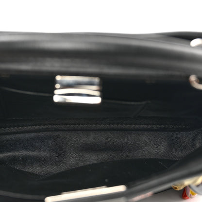 Fendi Nappa Rosebud Embroidered Mini Peekaboo Iconic Satchel Black Multicolor 6 of 12
