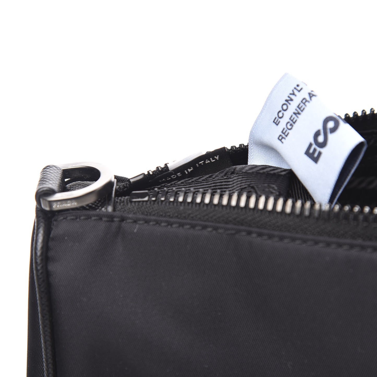 Re-Nylon Saffiano Pocket Zippered Shoulder Bag Black