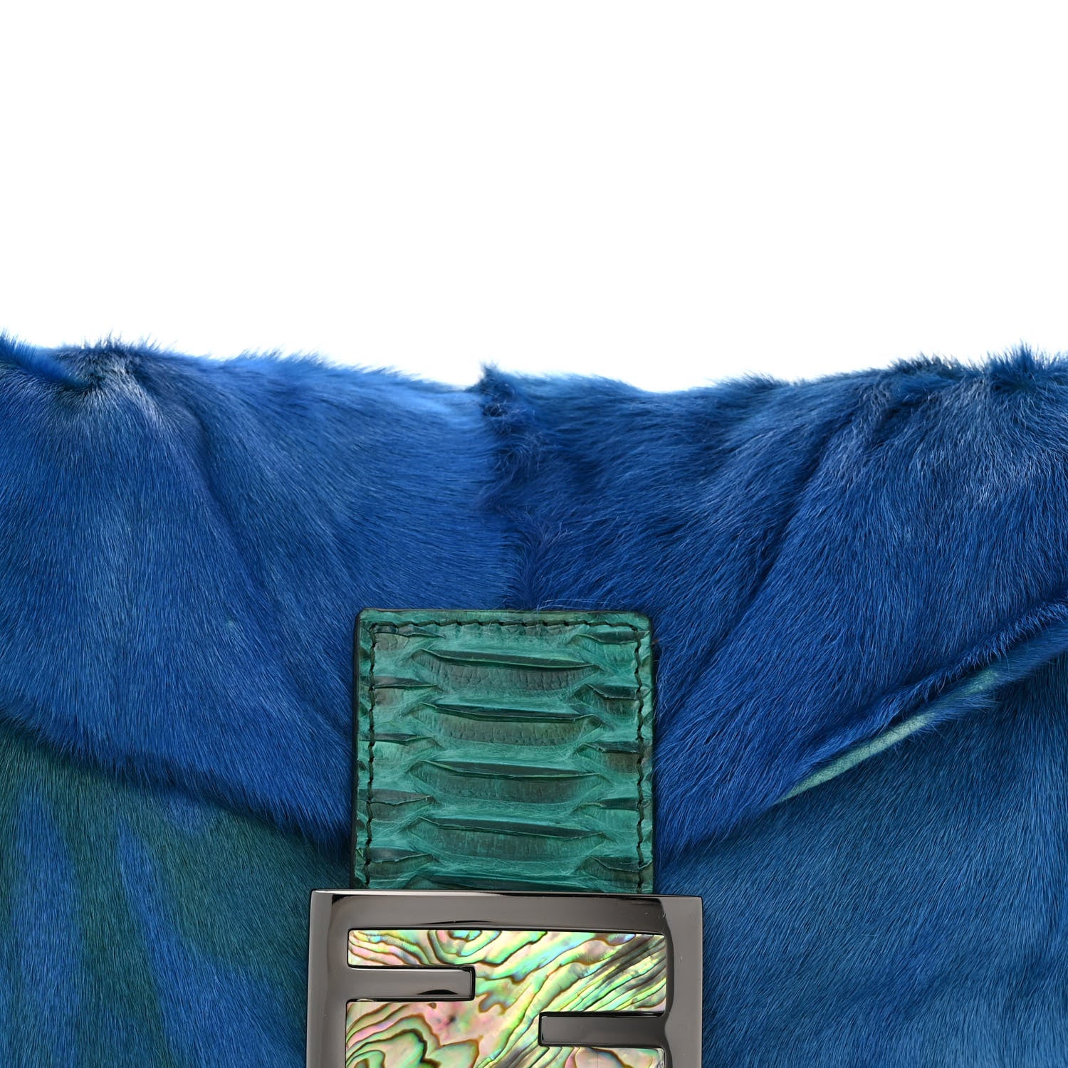 Fendi Calf Hair Snakeskin Tie Dye Baguette Blue Green 7 of 12