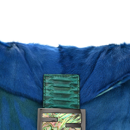 Fendi Calf Hair Snakeskin Tie Dye Baguette Blue Green 7 of 12
