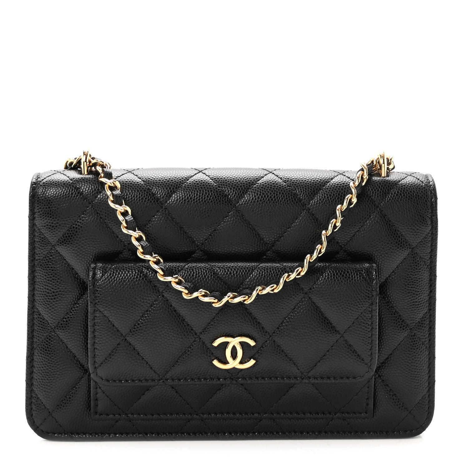 Chanel Caviar Quilted Pocket Twins Clutch With Chain Black 1 of 11
