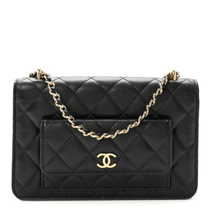 Chanel Caviar Quilted Pocket Twins Clutch With Chain Black 1 of 11