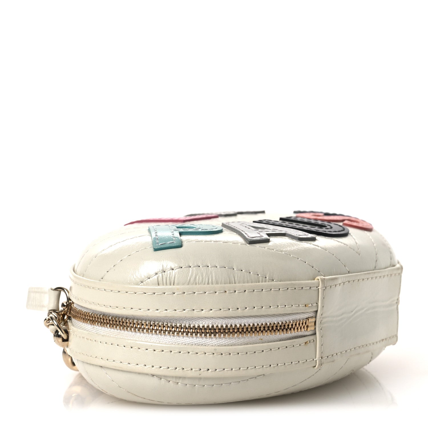 Chanel Embroidered Lambskin Chevron Quilted La Pausa Evening Bag White 4 of 11