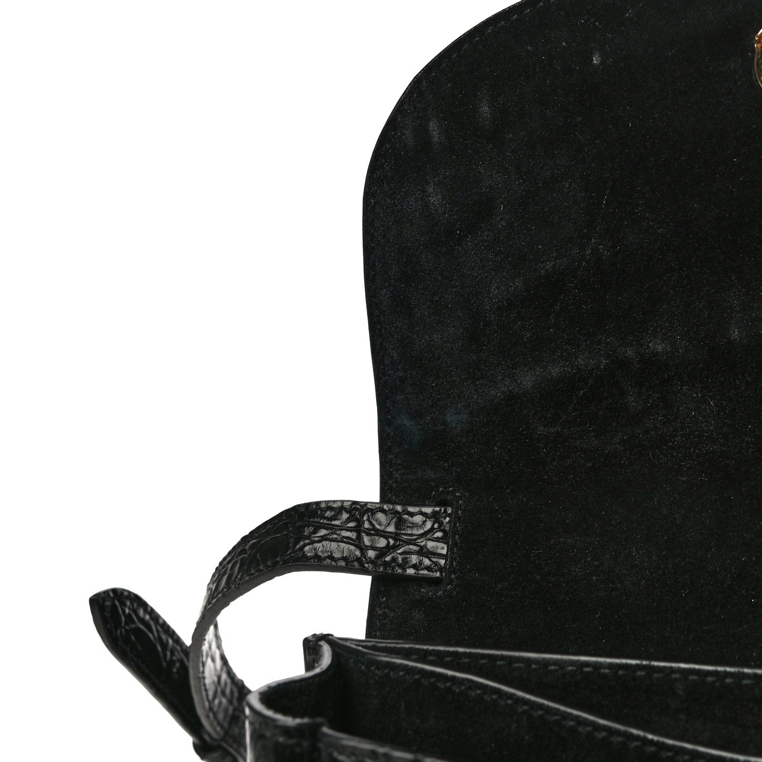 Saint Laurent Crocodile Embossed Calfskin Small Kaia Satchel Black 9 of 11