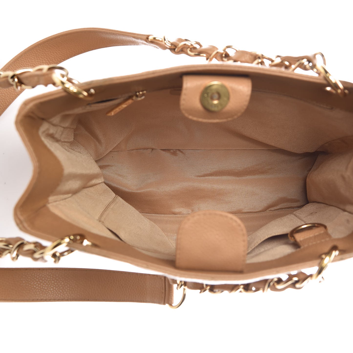 Caviar Quilted Petit Shopping Tote PST Dark Beige