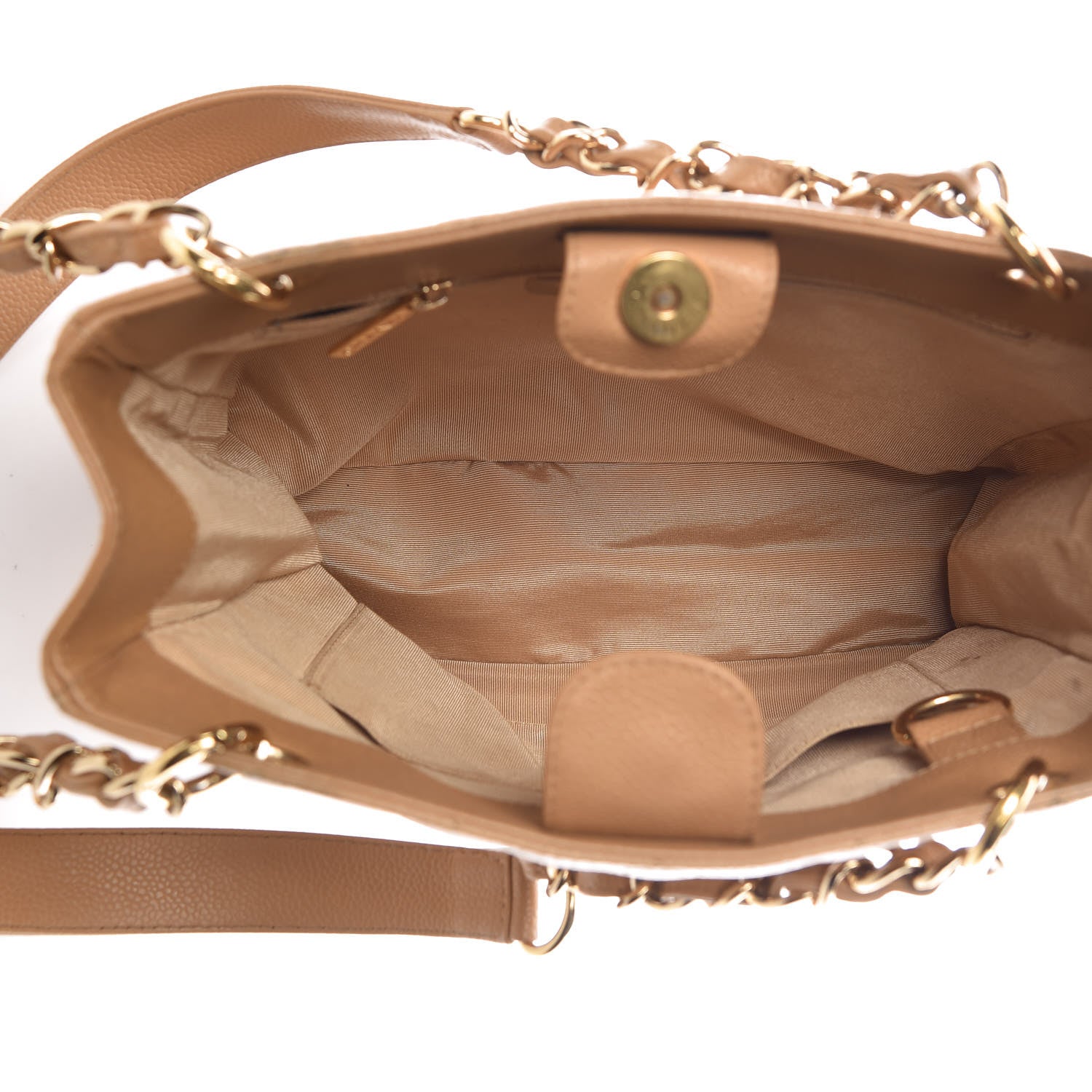 Chanel Caviar Quilted Petit Shopping Tote PST Dark Beige 5 of 17