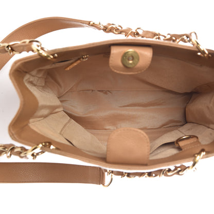 Chanel Caviar Quilted Petit Shopping Tote PST Dark Beige 5 of 17