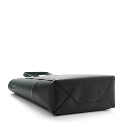 Celine Grained Calfskin Small Vertical Bi-Cabas Dark Green Black 4 of 9