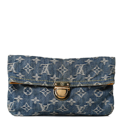 Louis Vuitton Monogram Denim Pochette Plat Clutch Blue 1 of 10