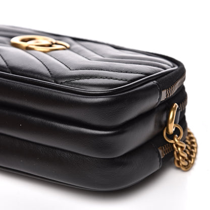 Gucci Calfskin Matelasse Mini GG Marmont Chain Crossbody Bag Black 12 of 12