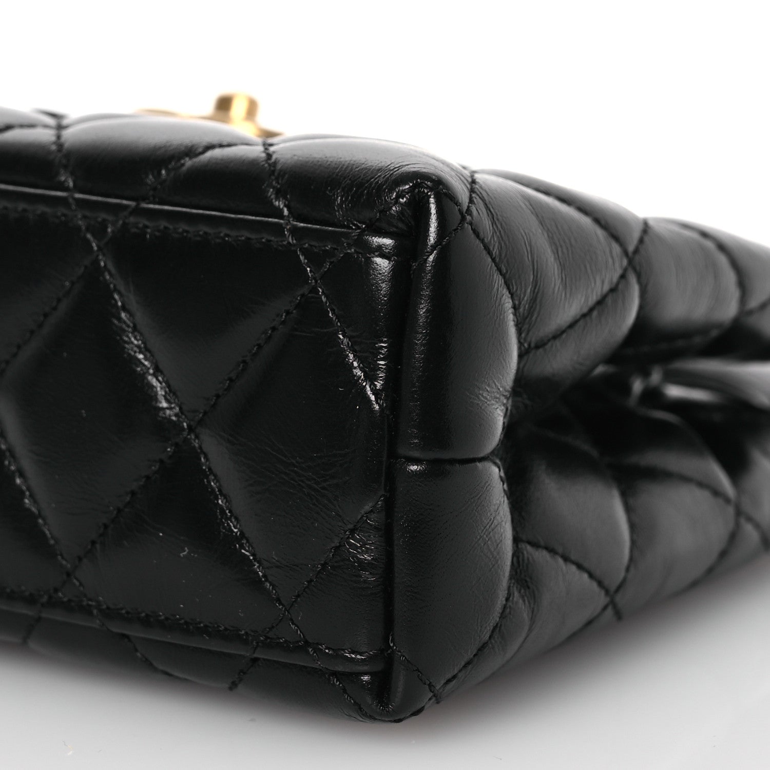 Chanel Shiny Aged Calfskin Quilted Nano Kelly Shopper Black 10 of 13
