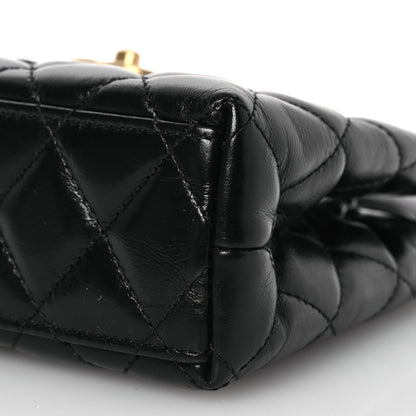 Chanel Shiny Aged Calfskin Quilted Nano Kelly Shopper Black 10 of 13