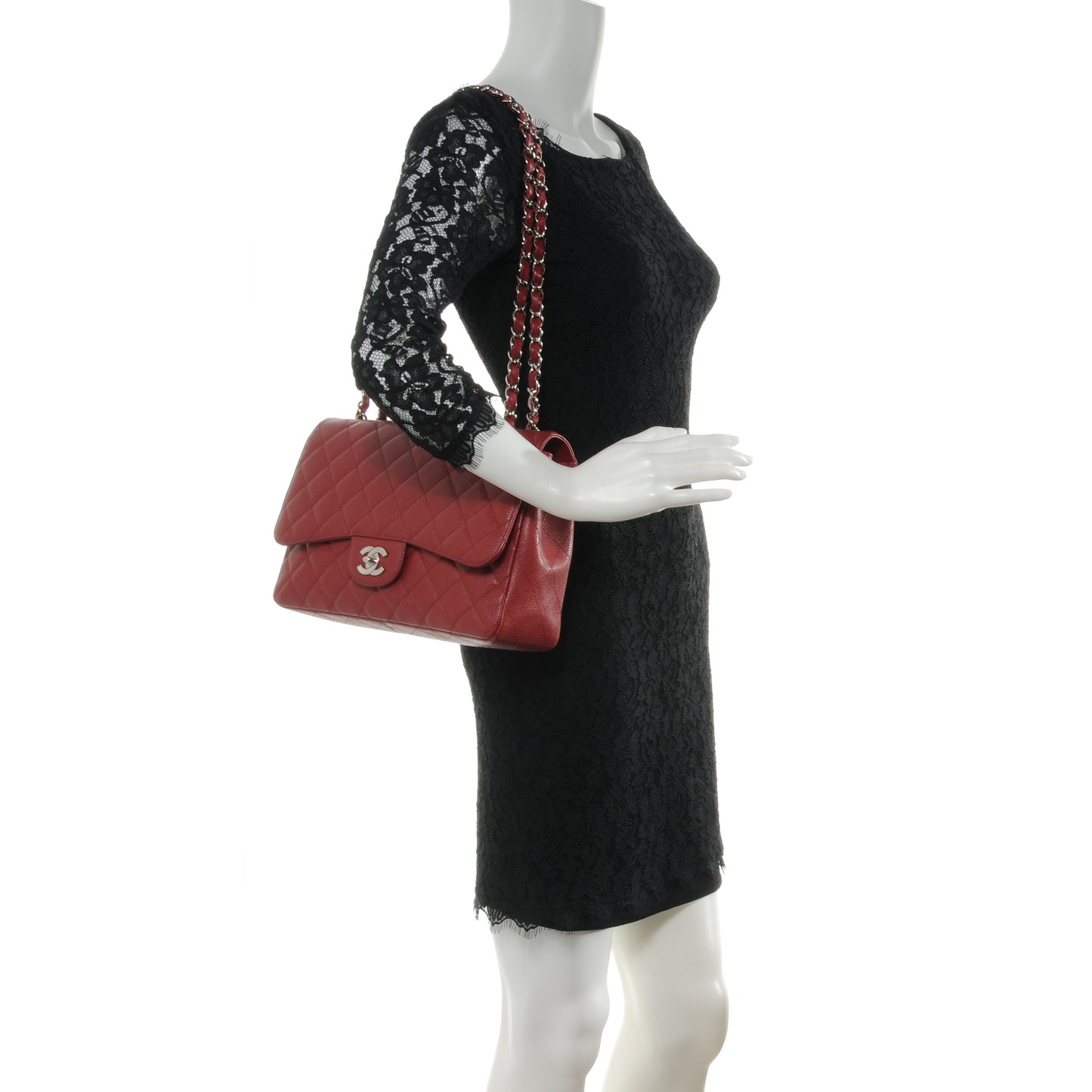 Caviar Jumbo Single Flap Red