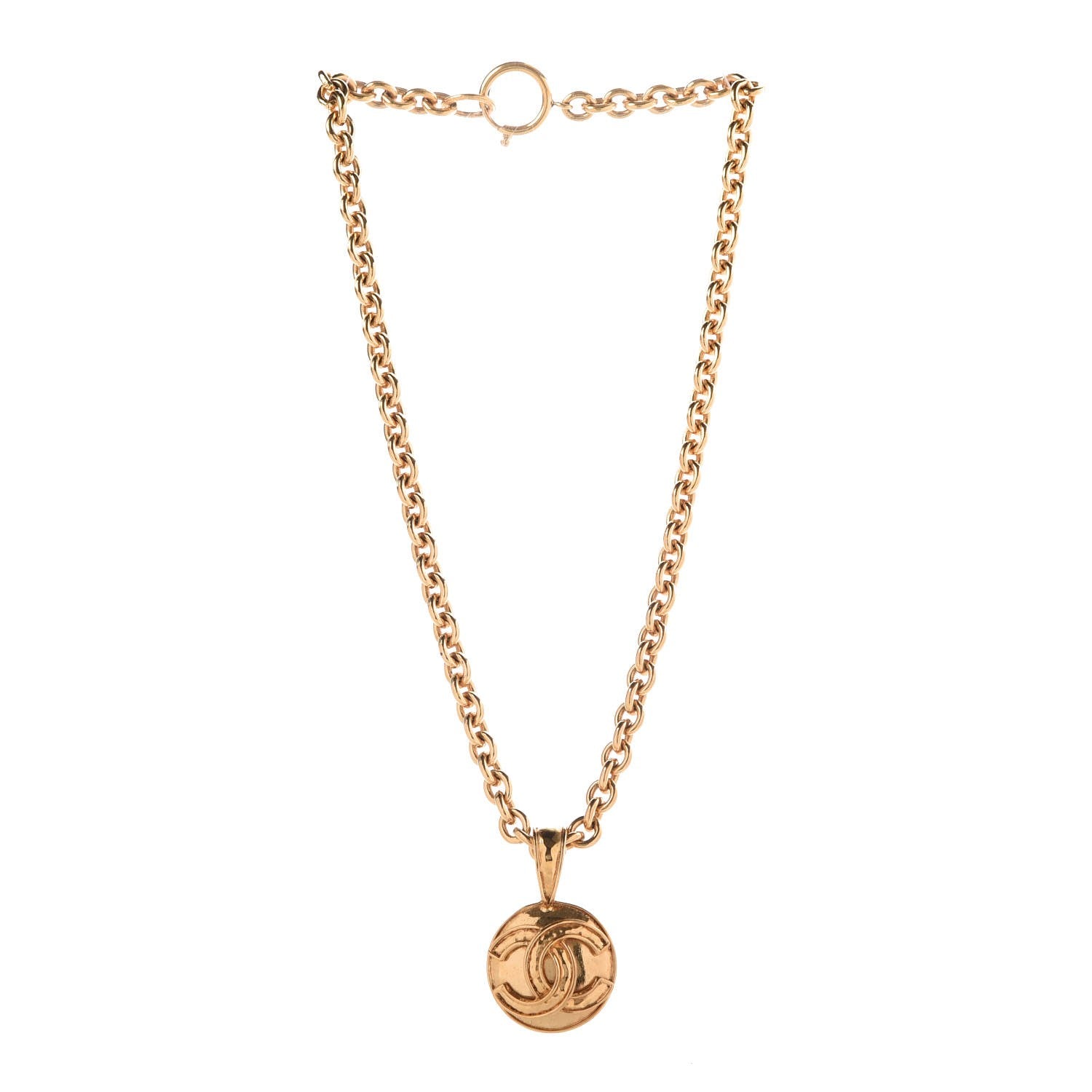 Chanel Chain CC Pendant Necklace Gold 3 of 8
