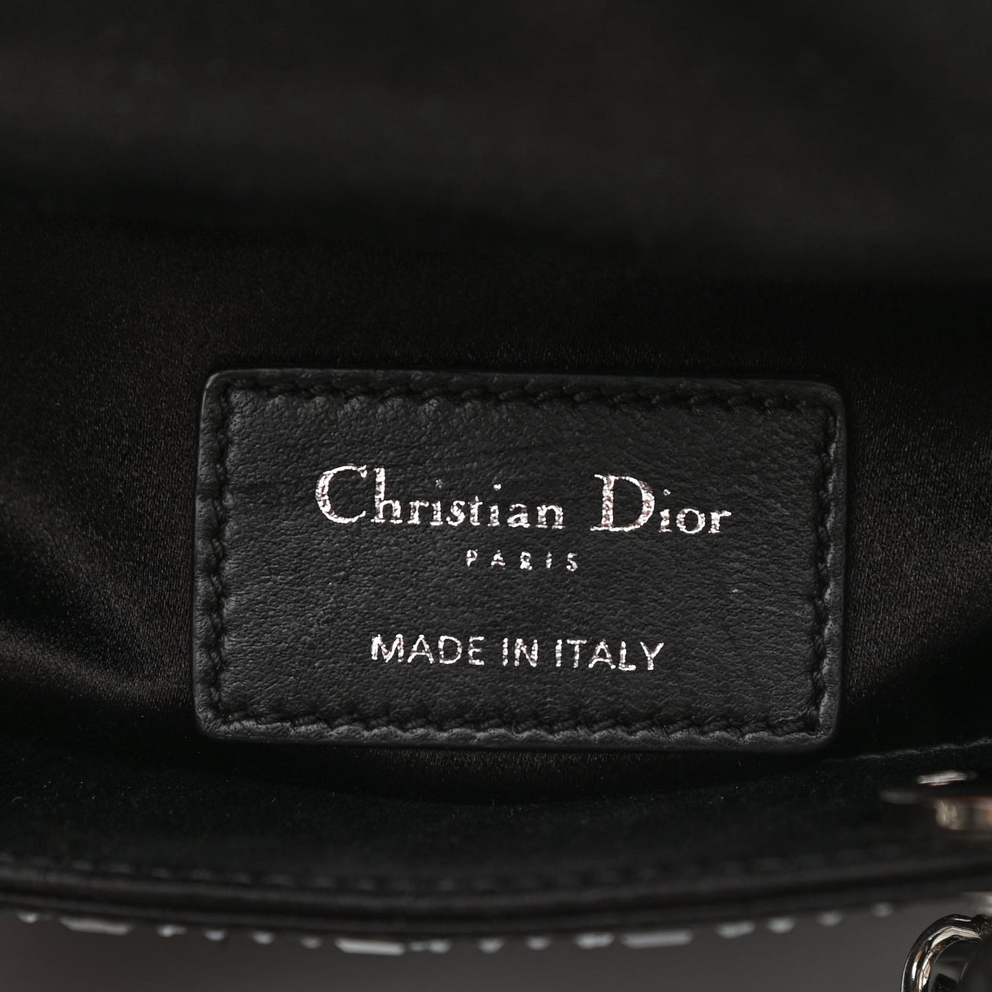 Satin Crystal Cannage Mini Lady Dior Black
