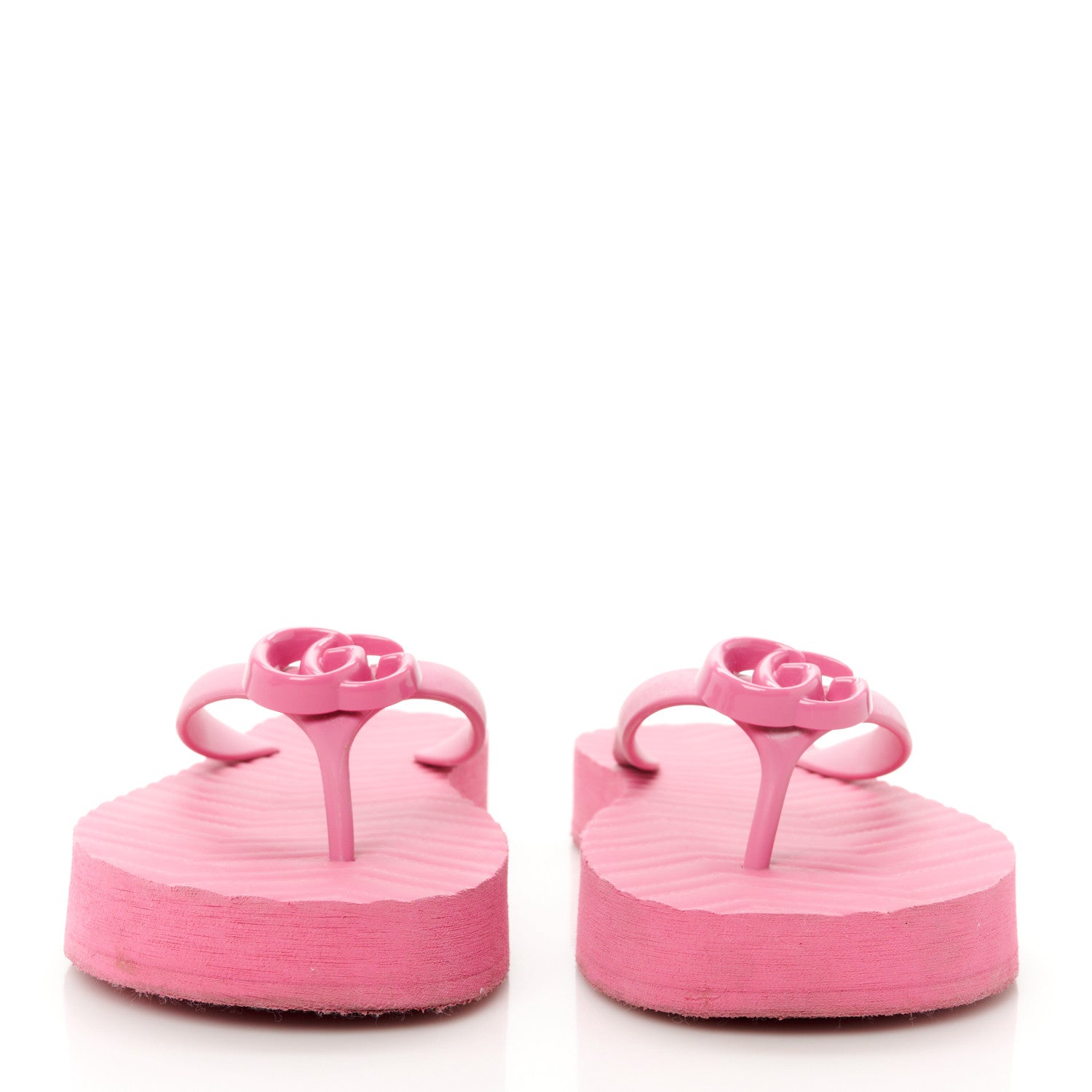 Gucci Rubber Chevron Womens GG Thong Sandals 41 Pink Tropical Flower 5 of 20