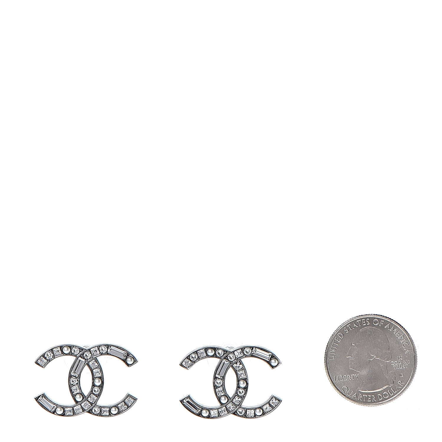 Chanel Baguette Crystal Pearl CC Bright Young Things Earrings Ruthenium 2 of 6