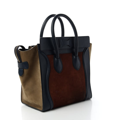Celine Nubuck Smooth Calfskin Mini Tri-Color Luggage Marron 3 of 11