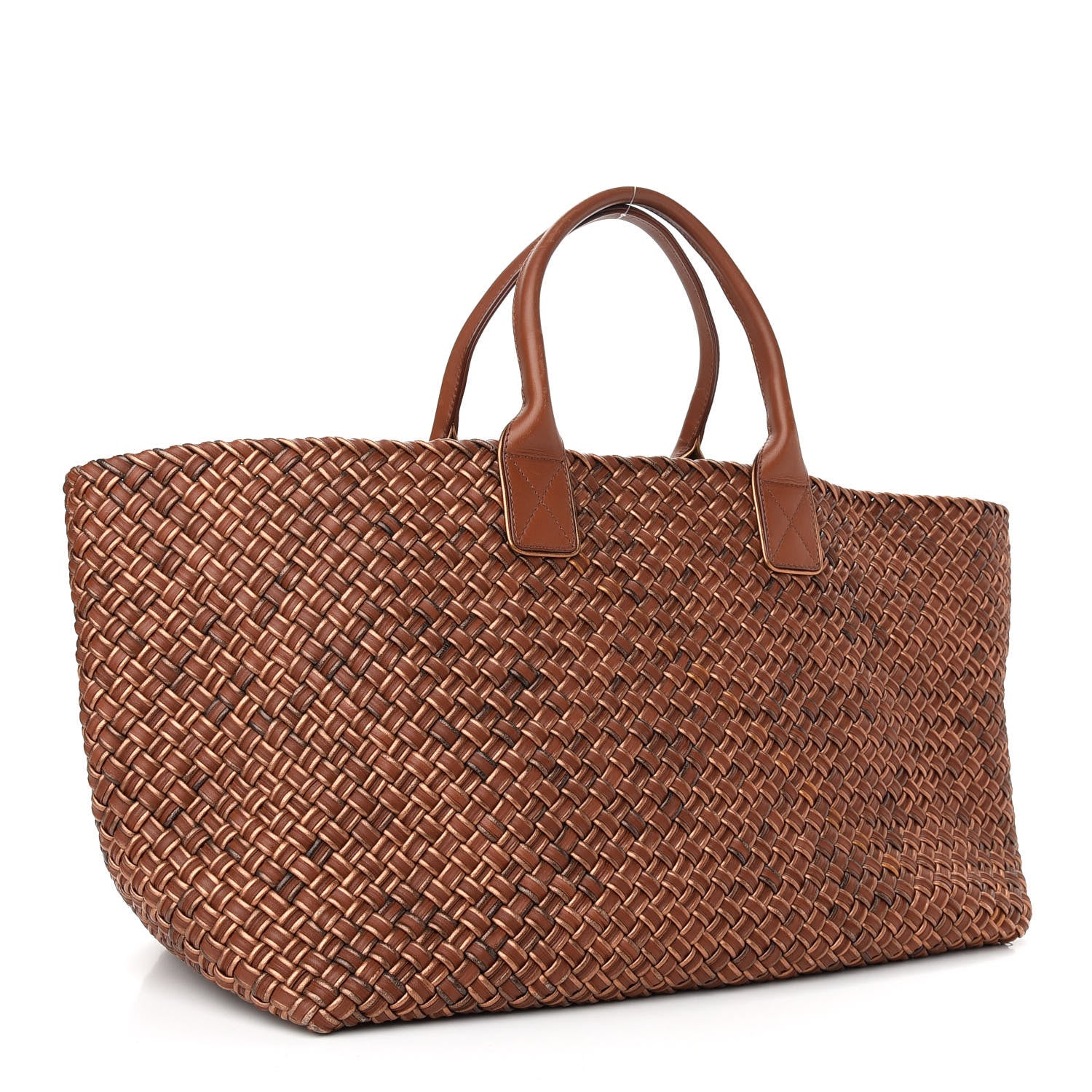 Bottega Veneta Metallic Intrecciato Nappa Large Cabat Brown Gold 2 of 9