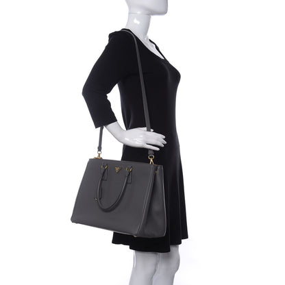 Prada Saffiano Lux Large Galleria Double Zip Tote Mercurio 2 of 10