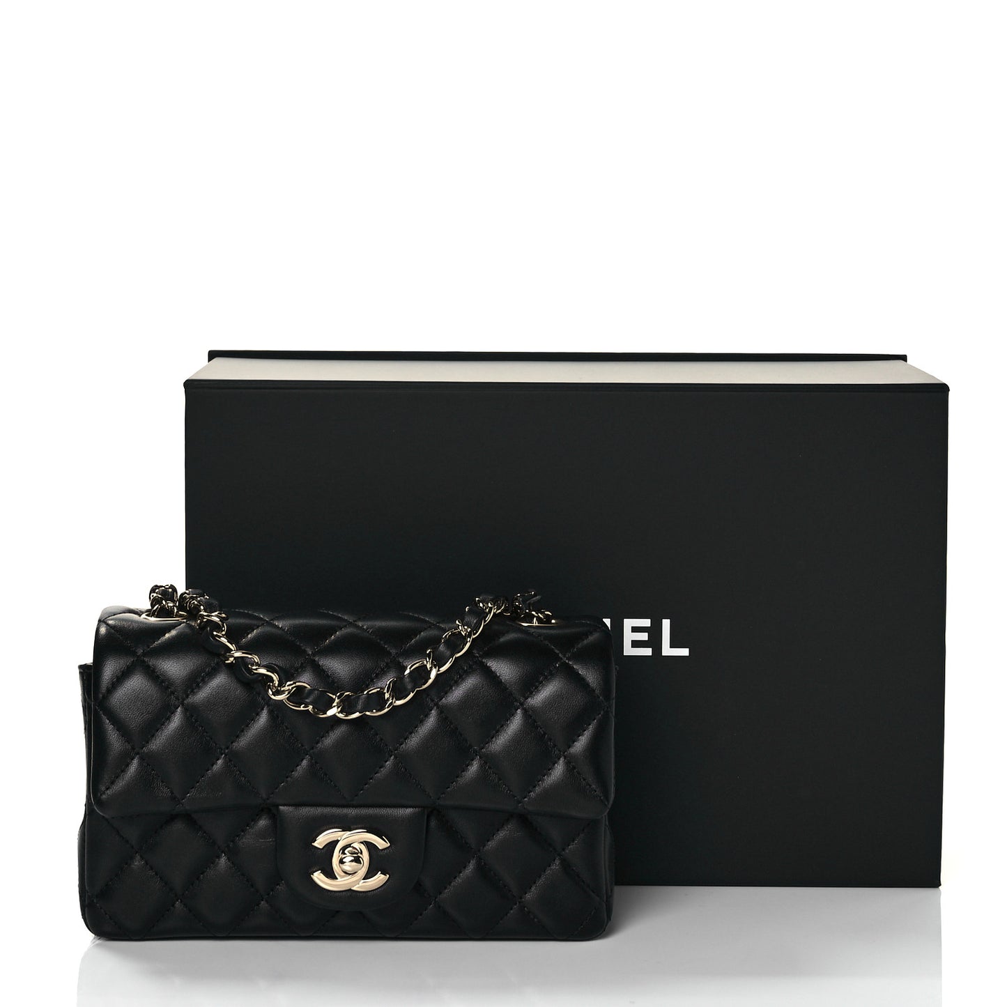 Lambskin Quilted Mini Rectangular Flap Black
