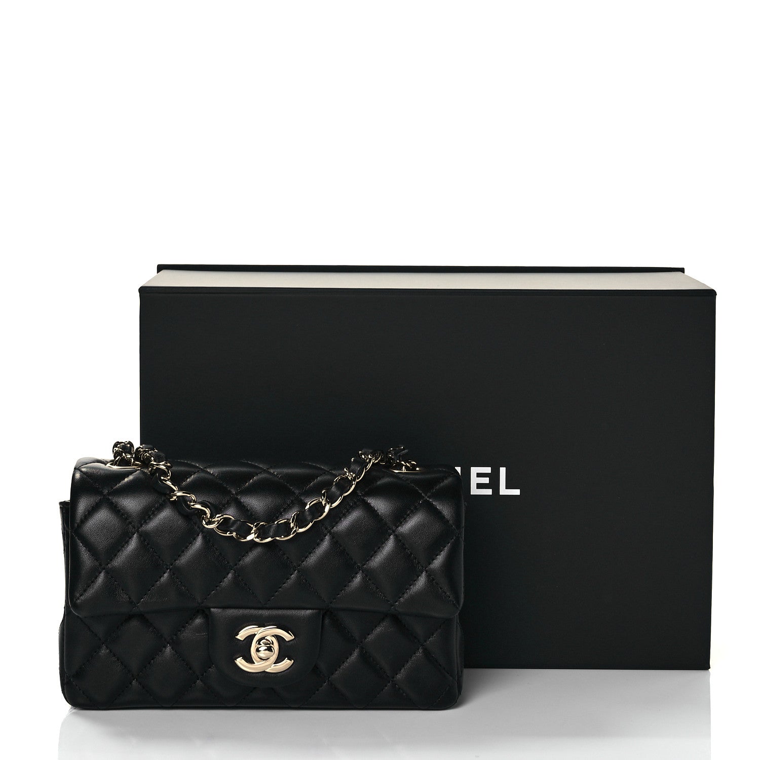 Chanel Lambskin Quilted Mini Rectangular Flap Black 10 of 10