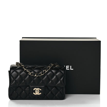 Chanel Lambskin Quilted Mini Rectangular Flap Black 10 of 10