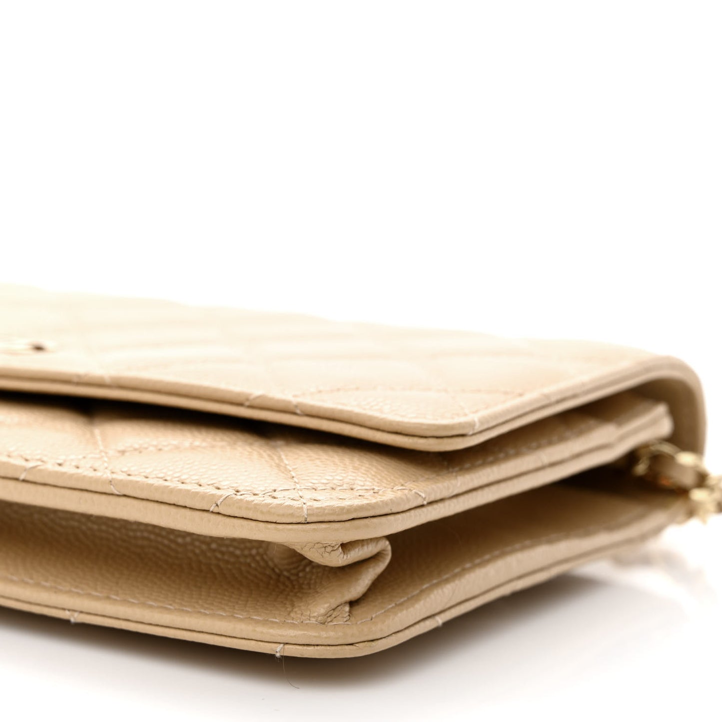 Caviar Quilted Wallet On Chain WOC Beige