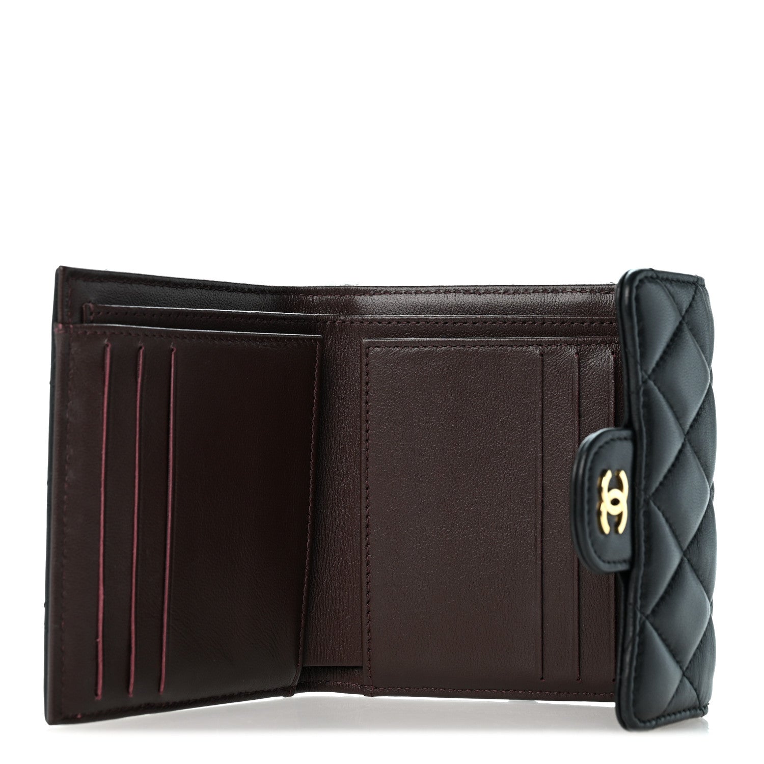 Chanel Lambskin Quilted Compact Flap Wallet Black 5 of 11