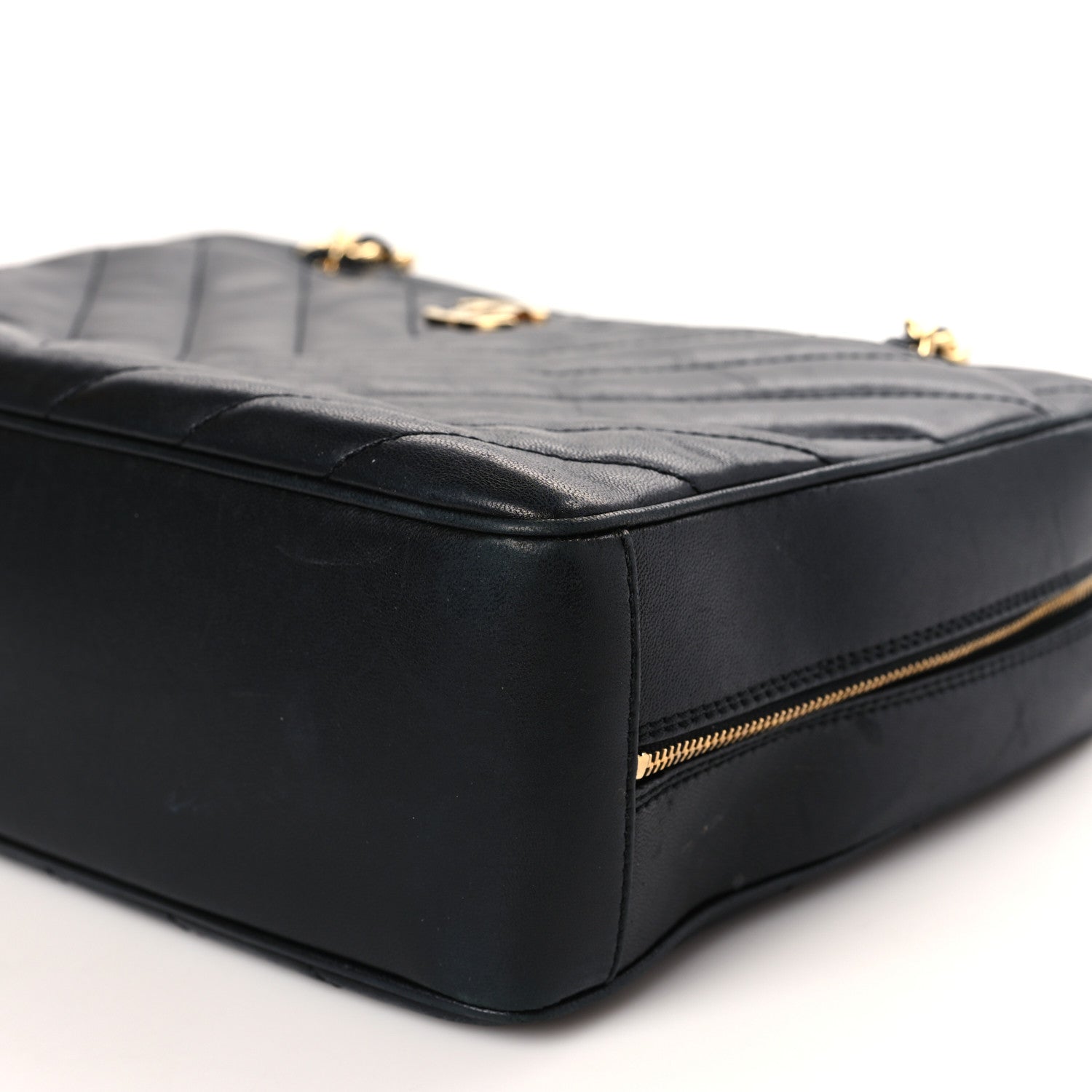 Chanel Lambskin Chevron Quilted Camera Case Black 9 of 12