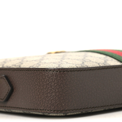 Gucci GG Supreme Monogram Textured Dollar Calfskin Web Ophidia Wristlet Shoulder Bag Beige Ebony New Acero 9 of 11