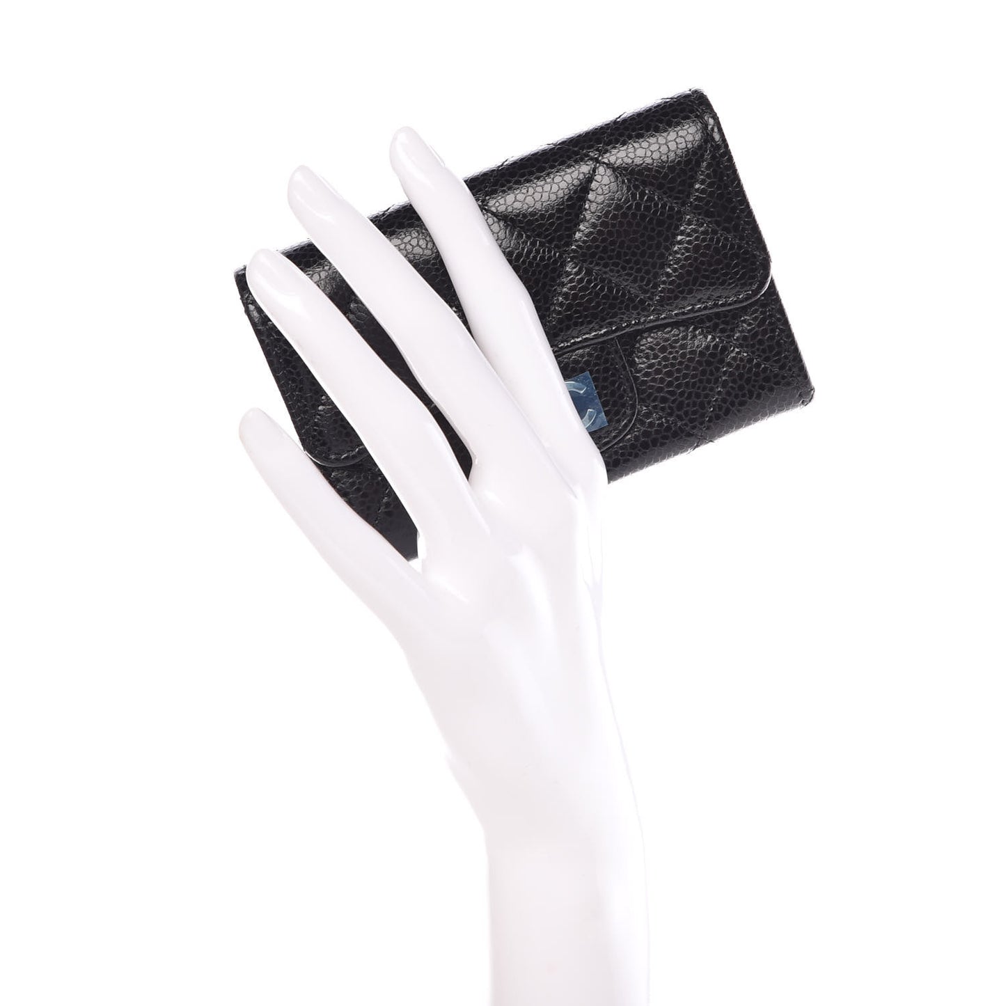 Caviar Quilted Flap Card Holder Black