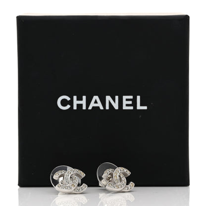 Chanel Metal Crystal CC Earrings Silver 5 of 5